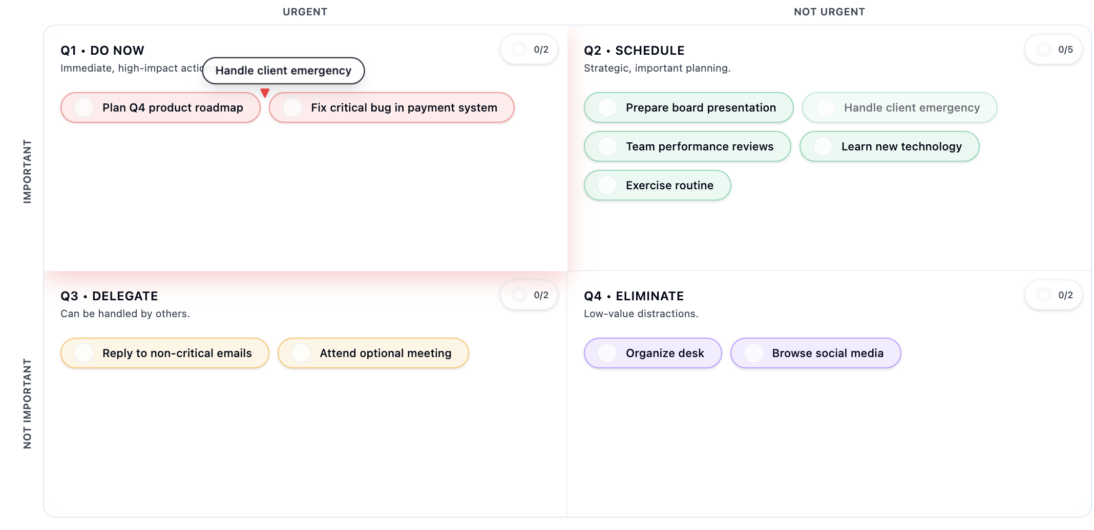 Drag and drop interface demonstration